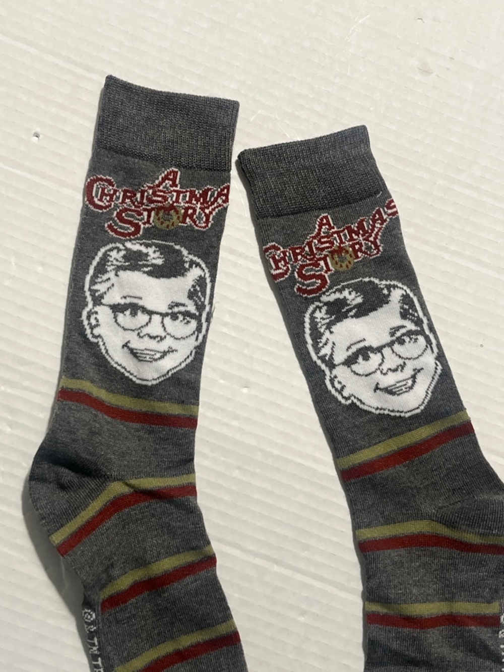 Gray 'A Christmas Story' Crew Socks - Novelty Men's Socks